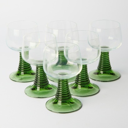 A Set of Six Large Beehive Wine Glasses