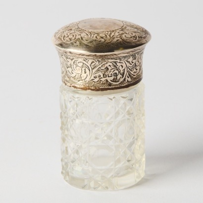 An Antique Crystal Jar with Sterling Lid