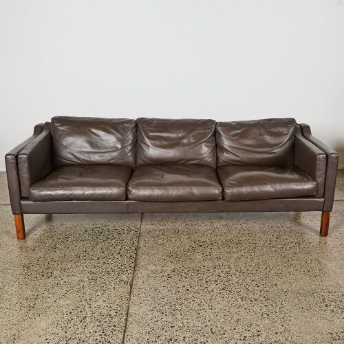 A Scandinavian Style Three Seater Leather Sofa