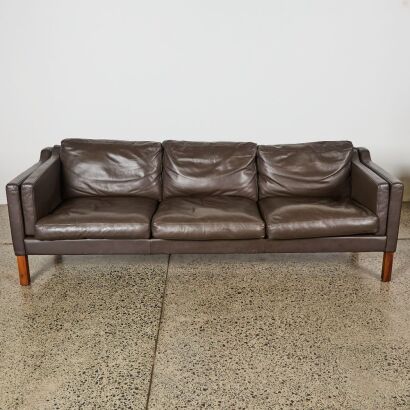 A Scandinavian Style Three Seater Leather Sofa