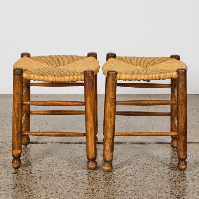 A Pair of Rush Stools