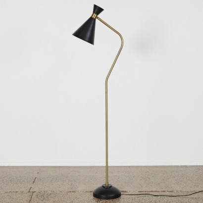 A Black and Gold Mid-Century Modern Floor Lamp