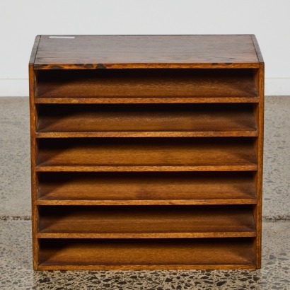 An Antique Small Oak Filing Shelf