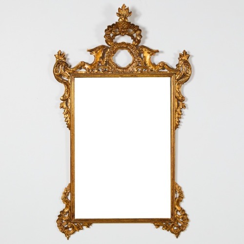 An Antique Italian Rococo Giltwood Mirror/Over Mantle