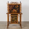 An Aesthetic Movement Bamboo Cabinet with Painted Panels, late 19th century