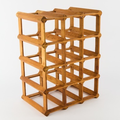 A Wooden 12 Bottle Wine Rack