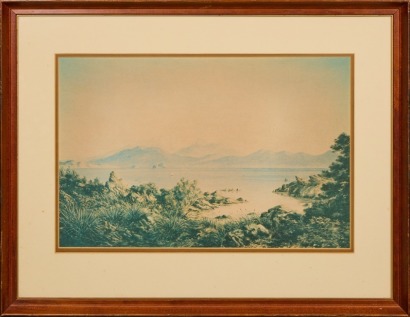 Tongariro from Lake Taupo, 1878 by C.D. Barraud