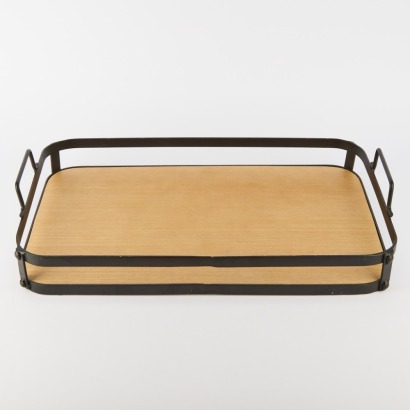 A Wood and Metal Serving Tray