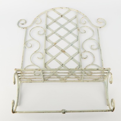 A Vintage Wrought Iron Wall Storage Shelf