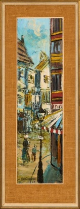 A Vintage Painting of a Street Scene in Panama