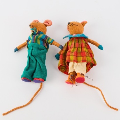 A Pair of Vintage Handmade Barefoot Mice by Barbara Samson