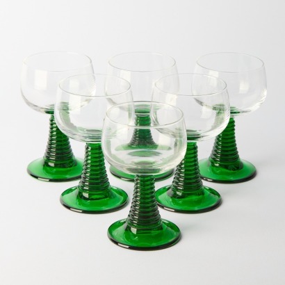 A Set of Six Vintage French Beehive Wine Glasses