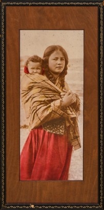 An Antique Hand Coloured Photo of a Wahine and her Pepe
