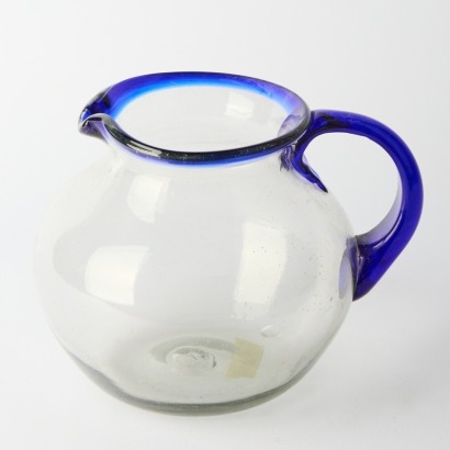 A Vintage Blue Rimmed Glass Water Jug