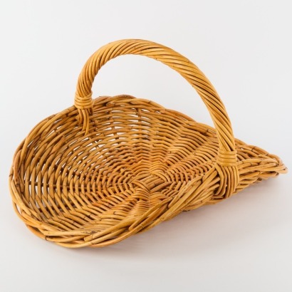 A Vintage Round Cane Carry Basket