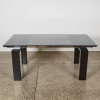 An Italian Style Extendable Dining Table with Smoked Glass Top and Metal and Wood body - 2