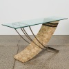 A Postmodern 1980s Maitland-Smith Style Tessellated Stone And Iron Console Table