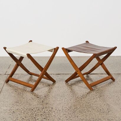 A Pair of Folding Mid-Century Stools