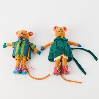 A Pair of Vintage Handmade Barefoot Mice by Barbara Samson