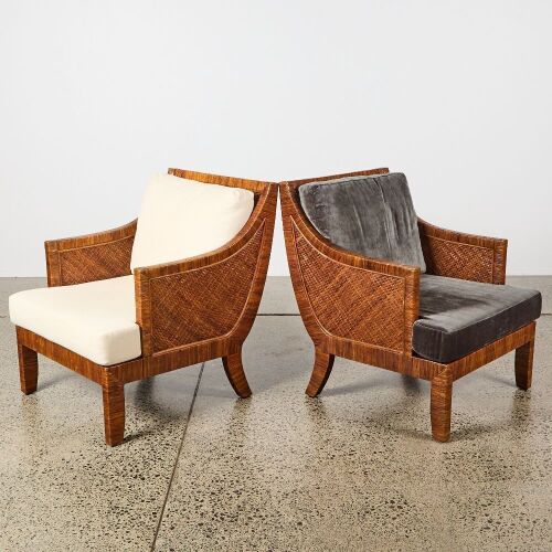 A Pair of McGuire St. Germaine Style Lounge Chairs