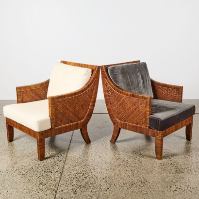 A Pair of McGuire St. Germaine Style Lounge Chairs