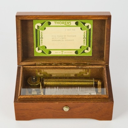 A Vintage THORENS Switzerland Inlaid Oak Music Box