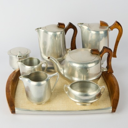 A Complete Mid-Century Picquot Ware Tea Set