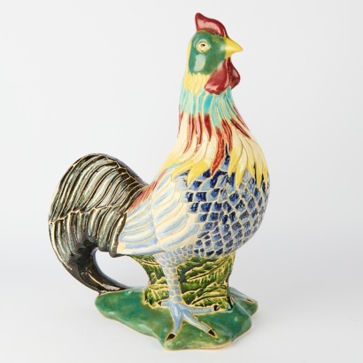 A Large Chinese Export Majolica Rooster