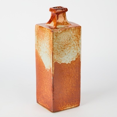 A Len Castle Slab-Built Bottle in Shino Glaze (Professional Restoration)