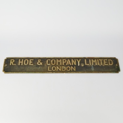 A Rare R. Hoe & Company London Bronze Advertising Sign