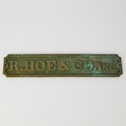 A Rare R. Hoe & Co. Inc. Bronze Advertising Sign