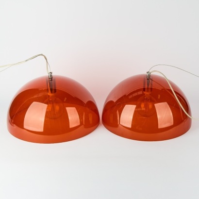A Pair of Acrylic Dome Pendant Lights