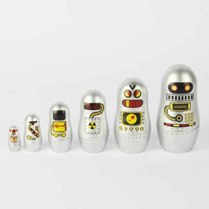 A Set of Six Robot Matryoshka Madness Nesting Dolls