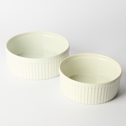 A Pair of Pillivuyt France Porcelain Deep Fluted Souffl&eacute; Dishes