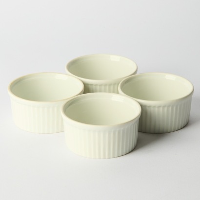 A Set of Four Vintage Apilco Porcelain Ribbed Ramekins