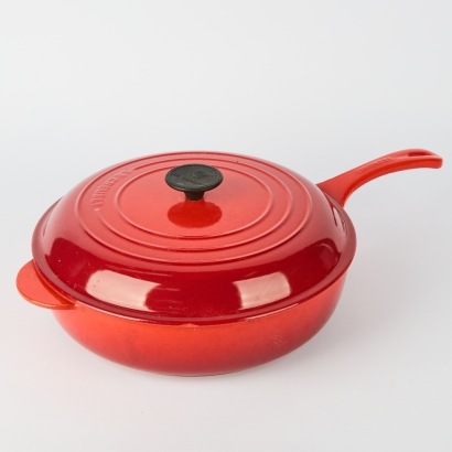 A Large Le Creuset Lidded Skillet