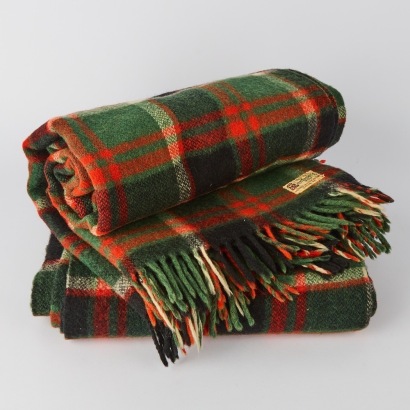 A Pair of Vintage Onehunga Mills Tiki Label Wool Plaid Rugs