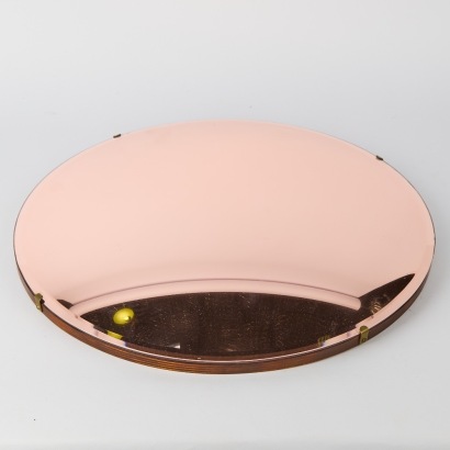A Vintage 1940s Convex Rose-Tinted Mirror