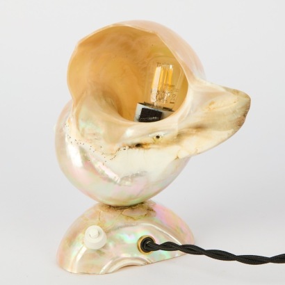 A Vintage Polished Mother-of-Pearl Shell Lamp