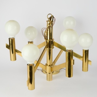 A Seventies Brass Chandelier by Carlo Montalto, Brazil