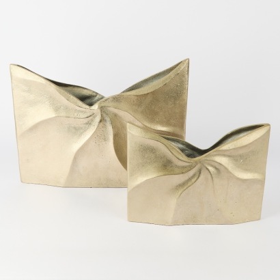 A Pair of Sculptural Cast Aluminium Vases