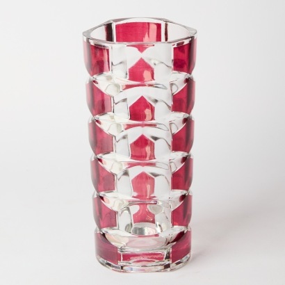 A Mid-Century Luminarc Solid Crystal Faceted Art Glass Vase