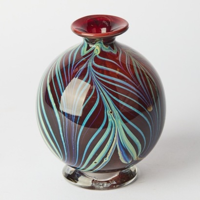 A Tony Kuepfer Signed New Zealand Art Glass Vase, 1983