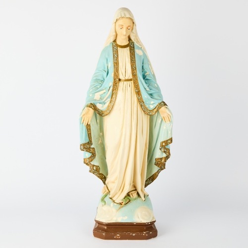 A Large Antique Chalkware Virgin Mary Statue