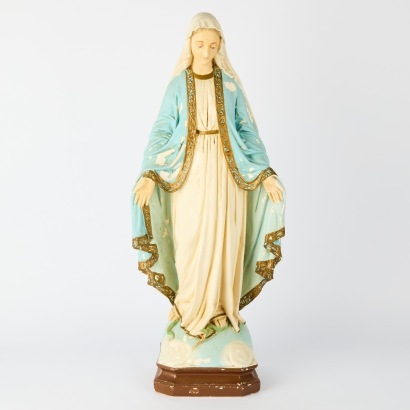 A Large Antique Chalkware Virgin Mary Statue