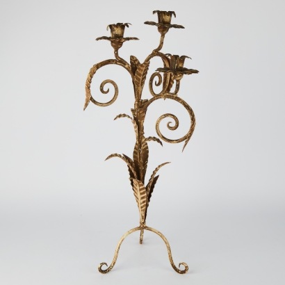 A Wrought-Iron There-Light Candelabrum