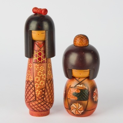 A Pair of Signed Kokeshi Dolls
