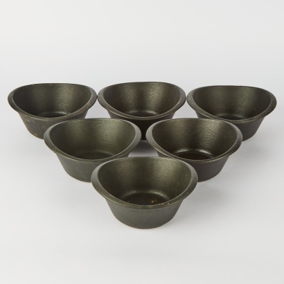 A Set of Six 1970s Michael Lax Cast Iron Dishes, Denmark