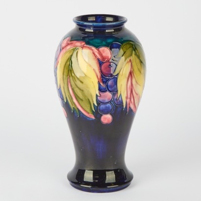 A Hand-Signed William Moorcroft Vase with Grape Motif