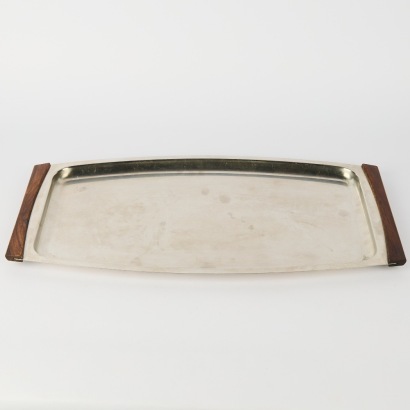 A Stelton Stainless Steel Tray with Rosewood Handles, Denmark